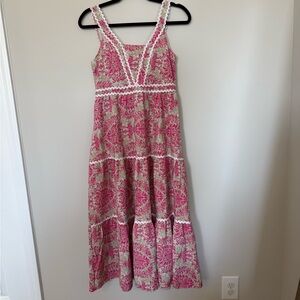 Pink and White Rick rack Trim Maxi Dress